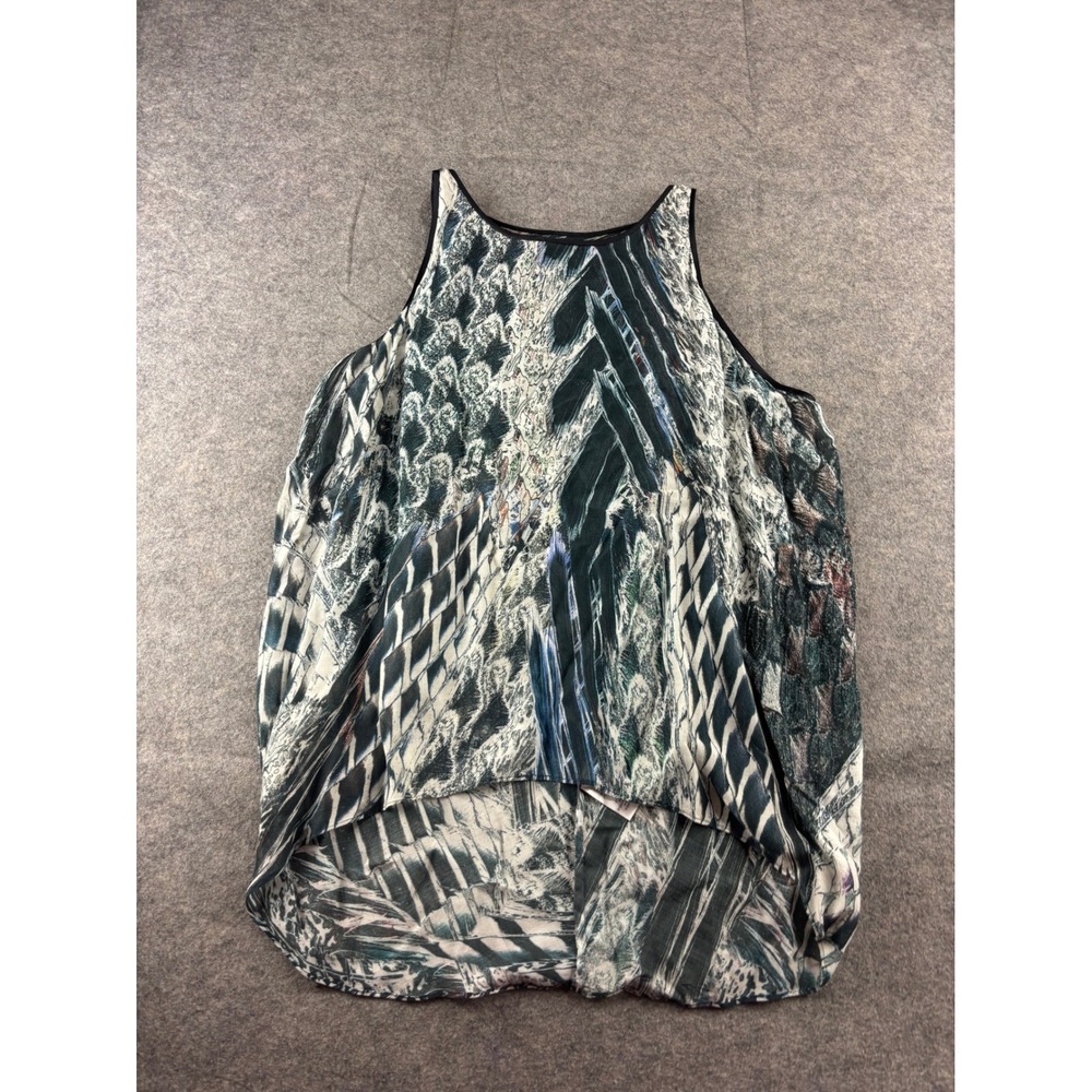 Helmut Lang Womens Abstract Geometric Print High‎ Low Sleeveless Tank Top Small